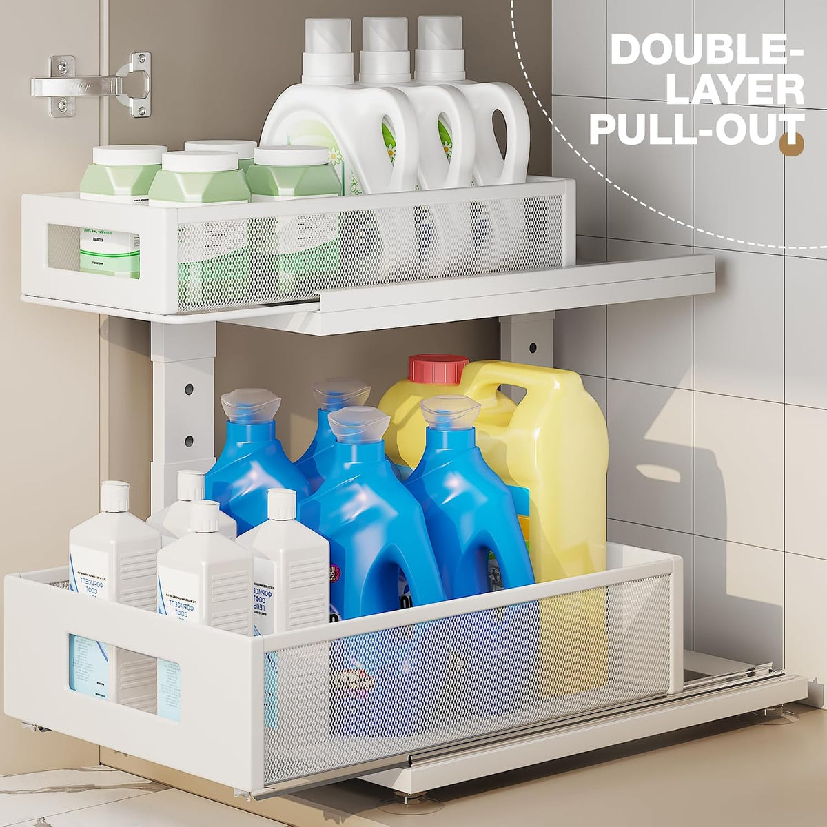 2 Pack Under Sink Organizer With Next-Gen Ball-Bearing Slides,2-Tier