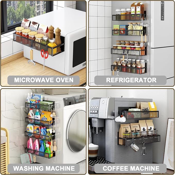 Aufworld Magnetic Spice Rack for Refrigerator, 5 Pack Magnetic Shelf, Moveable - Image 5