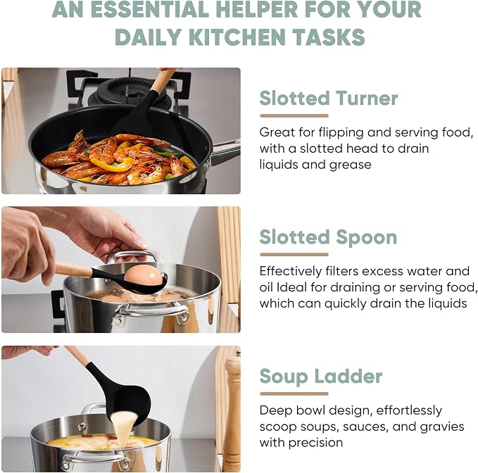 Herogo 5-Piece Cooking Utensils Set, Silicone Kitchen Utensils Set - Image 4