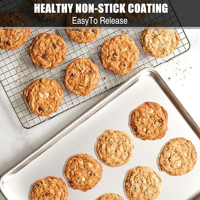 Baking Sheet Cookie Sheet Set of 2, Umite Chef Stainless Steel Baking Pans Tray - Image 6