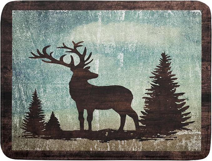 Giwawa Retro Deer Forest Cabin Silhouette Dish Drying Mat Countertop 18x24 Fall by Giwawa