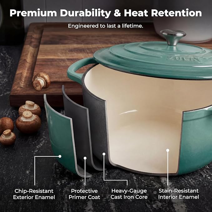 Zulay Kitchen 6 Quart Enameled Cast Iron Dutch Oven Pot - Image 5
