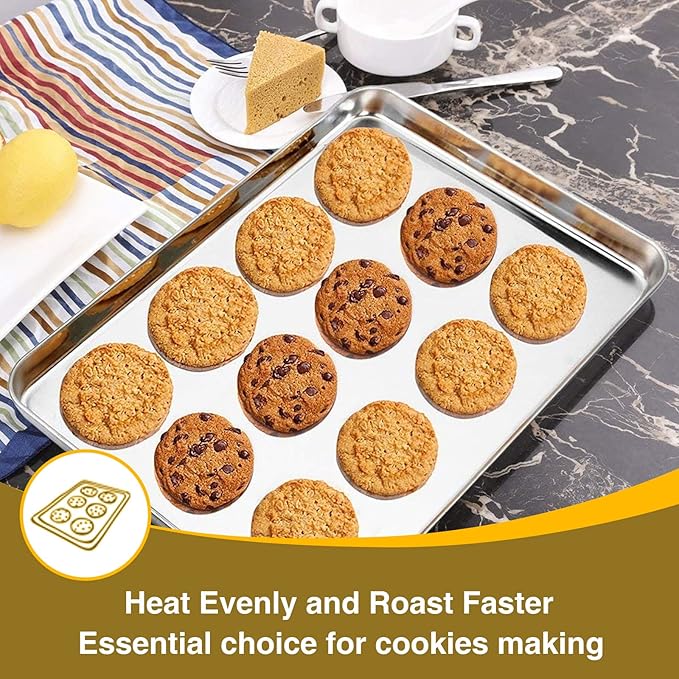 Wildone Baking Sheet with Rack Set, Stainless Steel Baking Pan Cookie Sheet - Image 5
