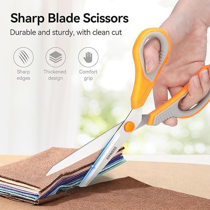 QMVESS 8.5" Scissors All Purpose 3 Pack, Ultra Sharp 2.5mm Thick Blade Scissors - Image 2