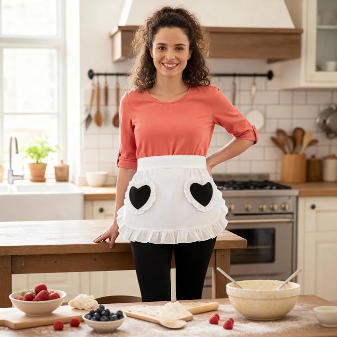 CRB Fashion Waist Apron Kitchen Cooking Restaurant Cotton Bistro Half Aprons - Image 4
