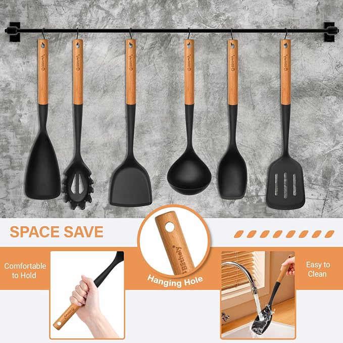 Large Silicone Cooking Utensils Set, Heat Resistant Silicone Utensils - Image 5