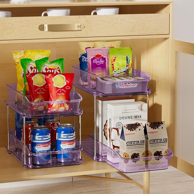 Delamu 2-Tier Under Sink Organizers and Storage, Pull Out Kitchen Pantry - Image 4