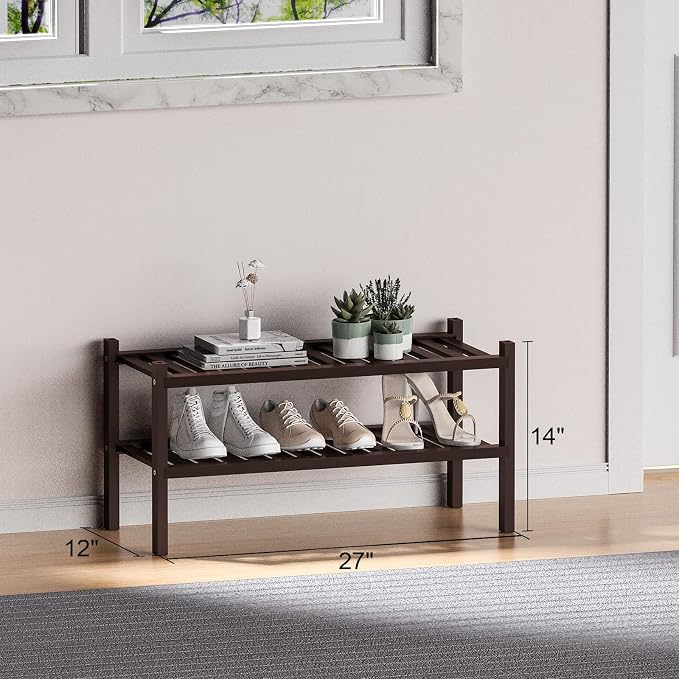 ROMGUAR CRAFT 2 Tier Bamboo Shoe Rack - Image 3