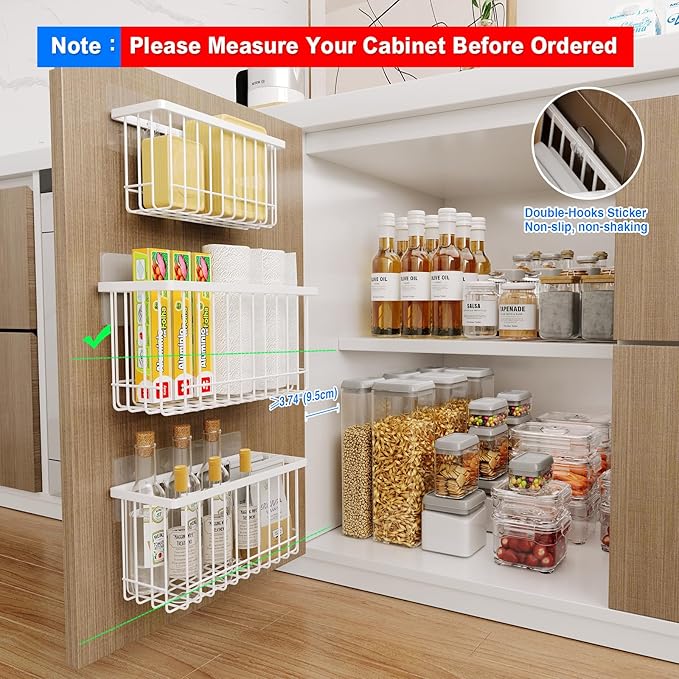MUSTORN 3 Pack Adhesive Cabinet Door Organizer, Lid Organizers Inside Cabinet - Image 2