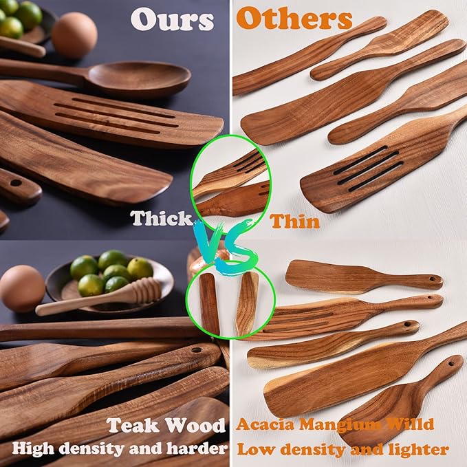 Spurtle Set, Wooden Spurtle Set of 5, Wooden Spoons - Image 5