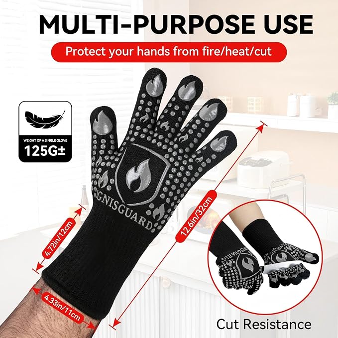 BBQ & Grill Gloves, Oven Gloves, 1472°F Silicone Oven Mitts Heat Resistant - Image 4