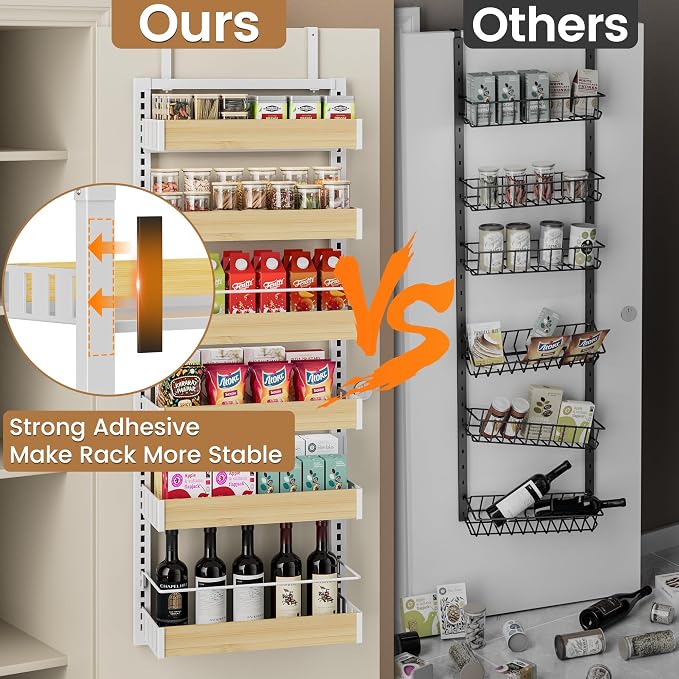 POKIPO 6 Tier Over The Door Pantry Organizer, 2-in-1 Door Hanging or Wall - Image 5