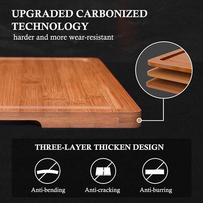 Empune Bamboo Cutting Board Set, Wood Cutting Boards - Image 4