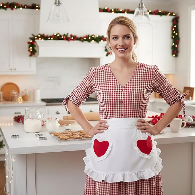 CRB Fashion Waist Apron Kitchen Cooking Restaurant Cotton Bistro Half Aprons - Image 4