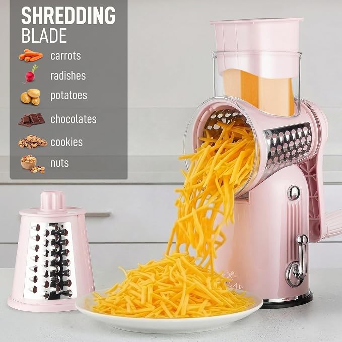 Zulay Kitchen Rotary Cheese Grater 5 Blade Cheese Shredder - Image 3