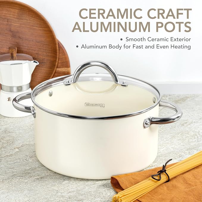 MICHELANGELO Stock Pot with Lid, Nonstick Cooking Pot, 5 Quart Soup Pot with Lid - Image 3