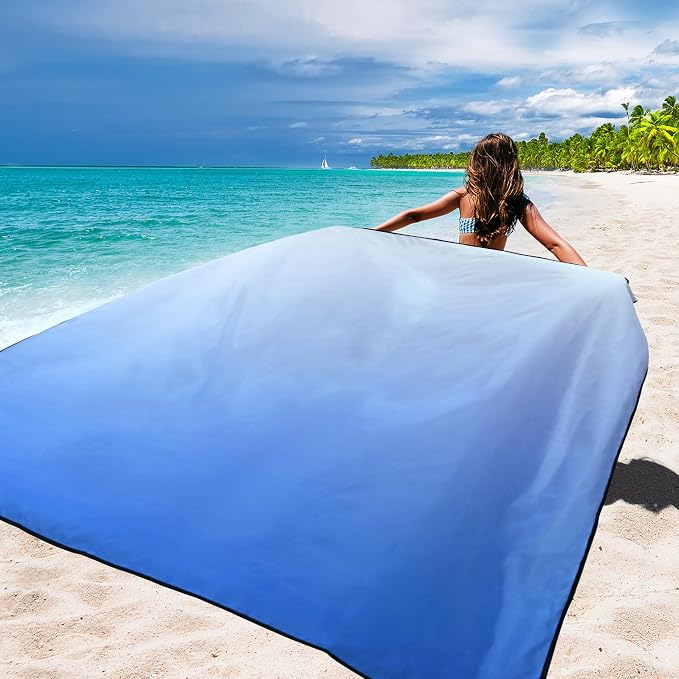 WIWIGO Beach Blanket Waterproof Sandproof Beach Mat 79" X 83"/10'x9'for 2-8 - Image 4