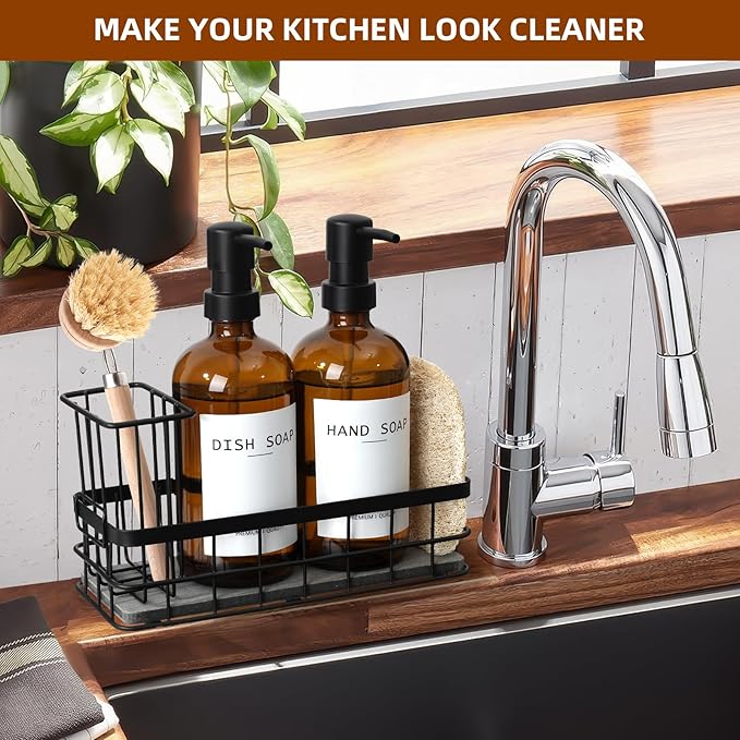 Dish Soap Dispenser for Kitchen, 16.9 fl oz Amber Hand and Dish Soap Dispensers - Image 7