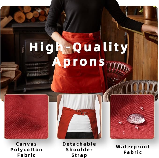 Unisex Waist Apron Half Bistro Apron Server Aprons - Image 3