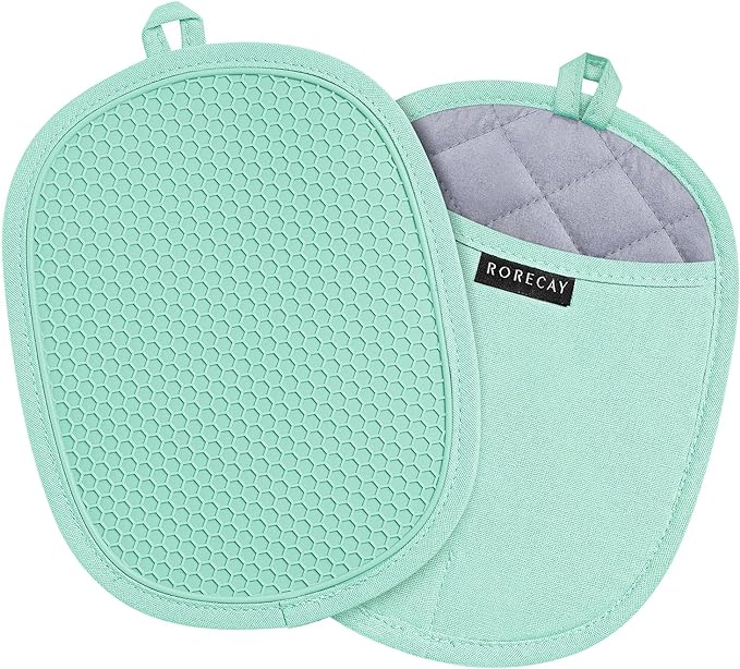 2-Pack Silicone Pot Holders for Kitchen Heat Resistant up to 500°F, Non-Slip by Rorecay
