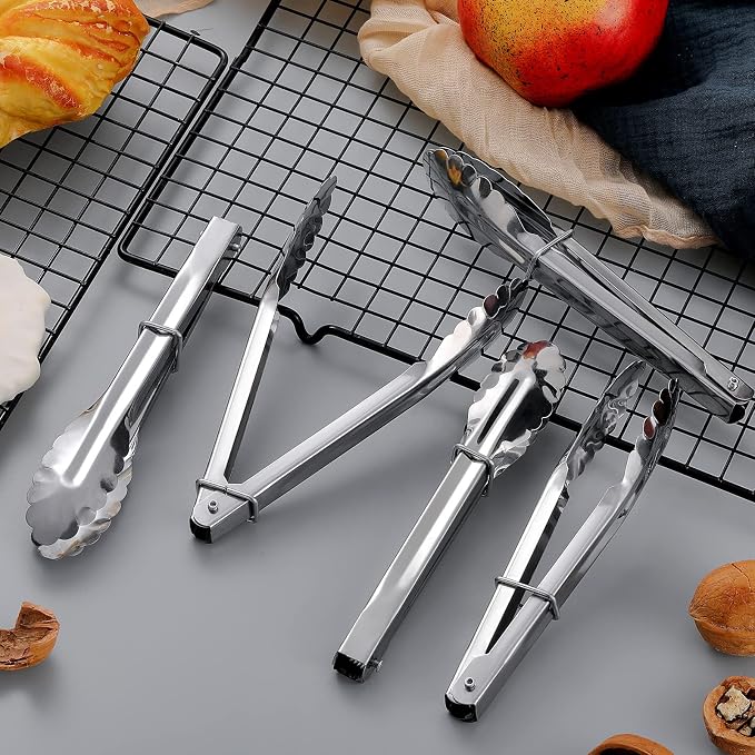 Meanplan 50 Pcs Small Stainless Steel Kitchen Tongs 7 Inch Food Serving Tongs - Image 7