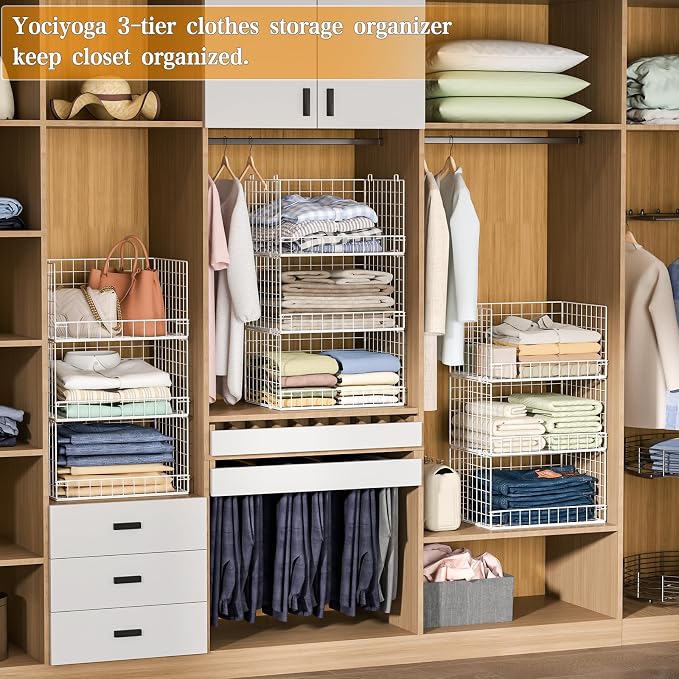 Yociyoga Closet Organizers and Storage Basket- 3-Tier Stackable Storage Bins - Image 5