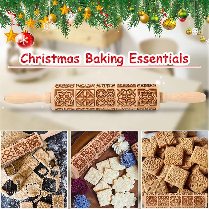 Christmas Embossed Rolling Pin for Baking Cookies Embossing Rolling Pins - Image 6