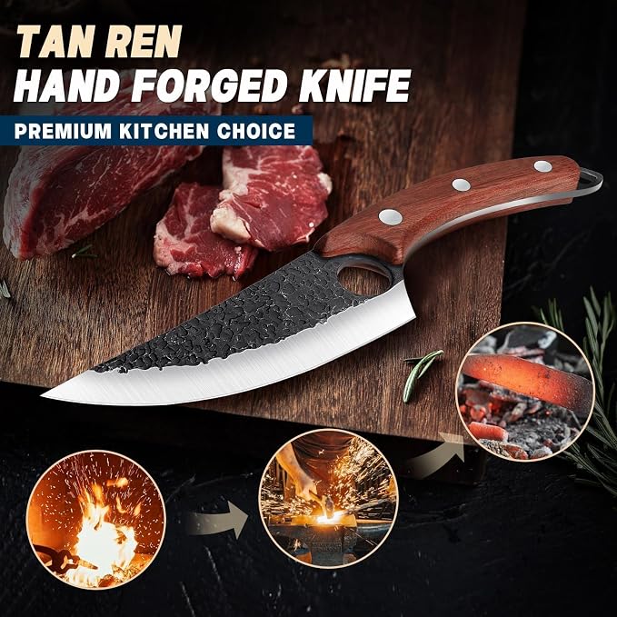 TAN REN 3PCS Butcher Knife Set for Meat Cutting, Hand Forged Meat Cleaver Knives - Image 2
