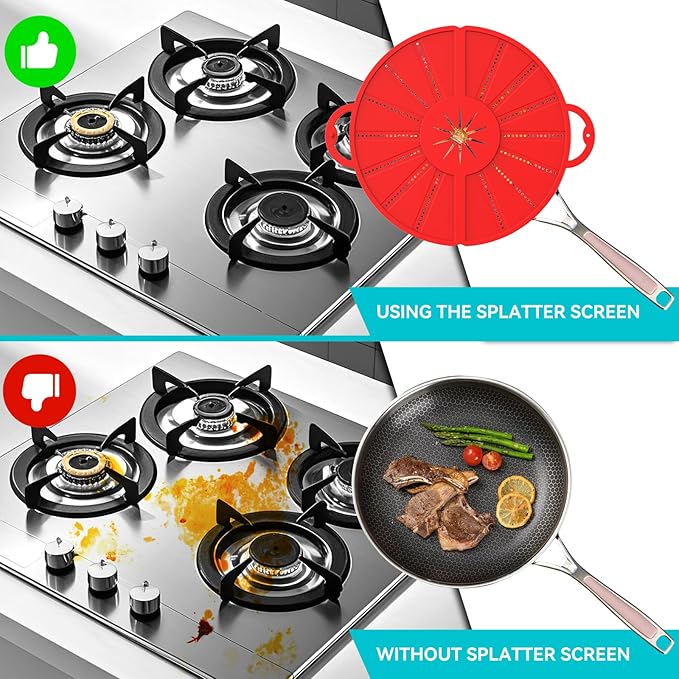Silicone Splatter Screen for Frying Pan, Foldable Splash Guard, Heat-Resistant - Image 4