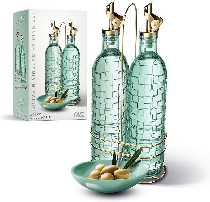 COOK WITH COLOR Glass Olive Oil Bottle Dispenser by CookwithColor
