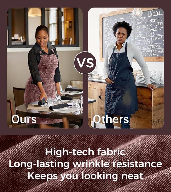 Denim Apron with Pockets for Hair Stylist Gardening Craftsmen Barista Women - Image 6
