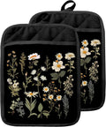 Dark Floral Botanical Pot Holders by Unknown