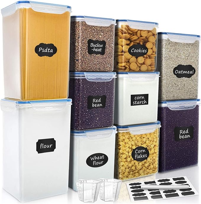 VERONES Large Tall Airtight Food Storage Containers, 10 PACK Plastic Airtight by VERONES