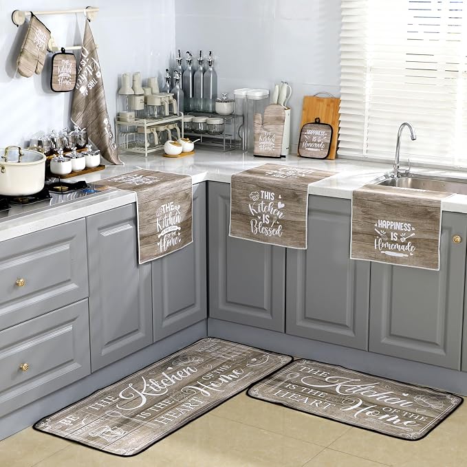 Fourluoo 10 Pcs Farmhouse Kitchen Decor and Accessories Set 4 Kitchen Towels 2 - Image 8