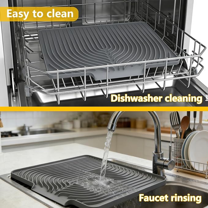 Silicone Drying Mat for Kitchen Counter, Dish Drying Rack Matt - Image 6