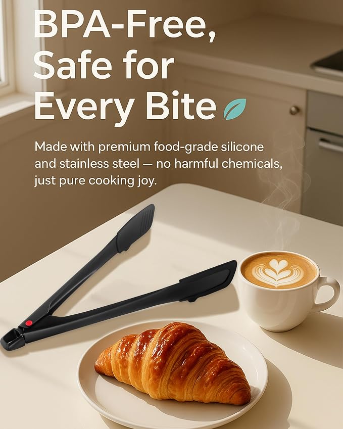 Professional Stainless Steel Kitchen Tongs, Food-Grade Silicone Anti-Slip Design - Image 3