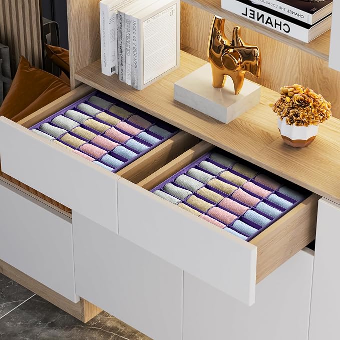 Joyoldelf Sock Drawer Organizer Divider 2 Packs Underwear Organizer, 24 Cell - Image 5