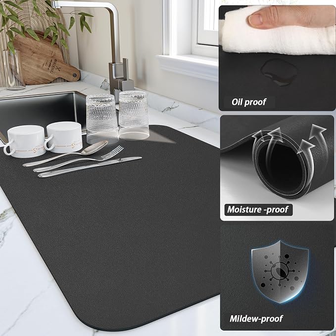 HotLive Dish Drying Mat for Kitchen Counter, Heat Resistant Drainer Mats - Image 3