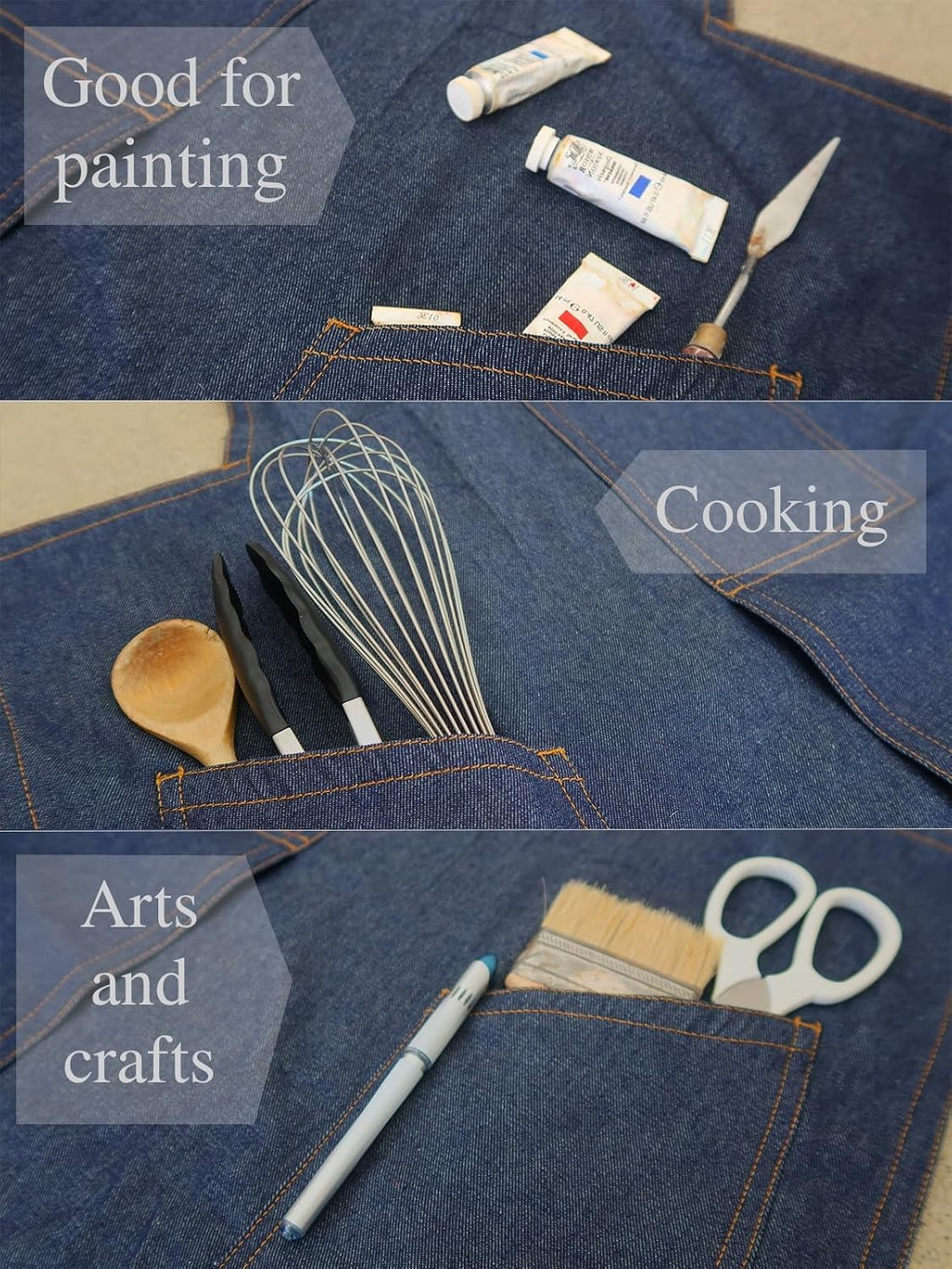 BLUE DENIM, the original split overlapped apron for potters, chefs