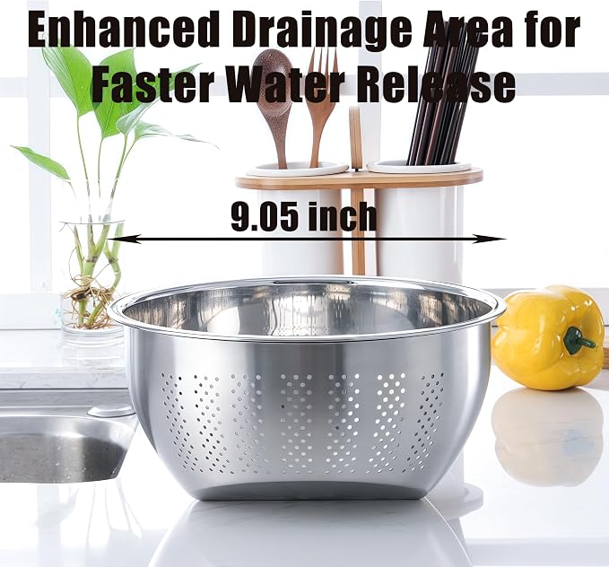 Rice Washer Strainer Bowl, Stainless Steel Quinoa Washing Bowl - Image 4
