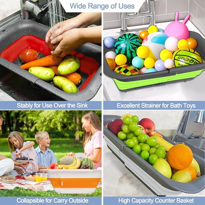 ROTTOGOON 7Qt Collapsible Colander Strainer, Expandable Over the Sink Colander - Image 3