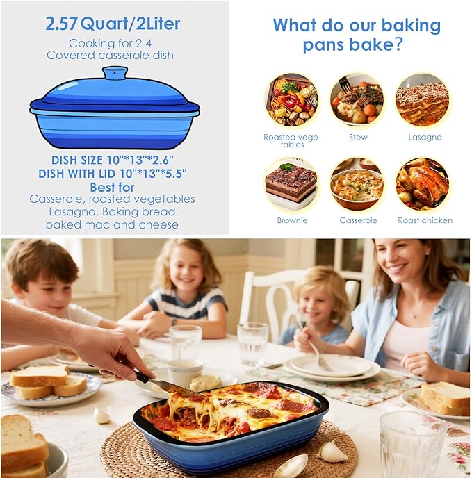 Ceramic Casserole Dish with Lid – 9x13 Stoneware Baking Dish with Lid - Image 5