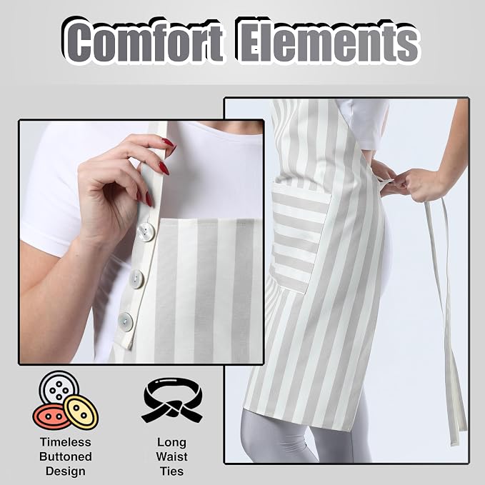 TOSHEX Kitchen Apron Waterdrop Resistant Cotton Apron - Image 5
