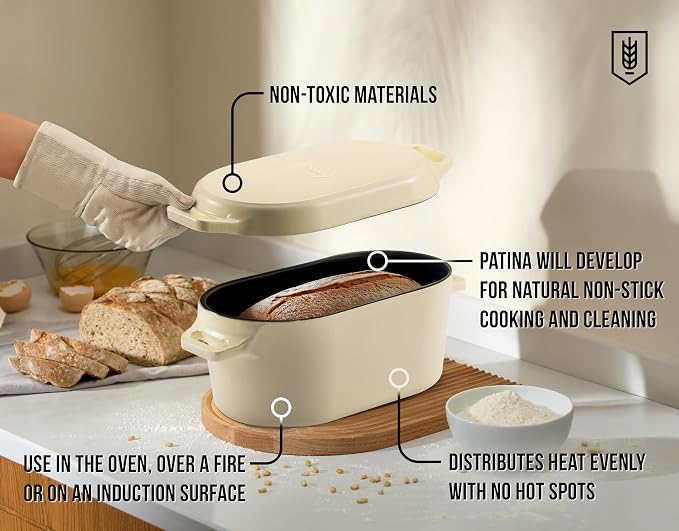 Kook Dutch Oven, for Bread Baking, Sourdough Loaf Pan, Dual Handles, Enameled - Image 3