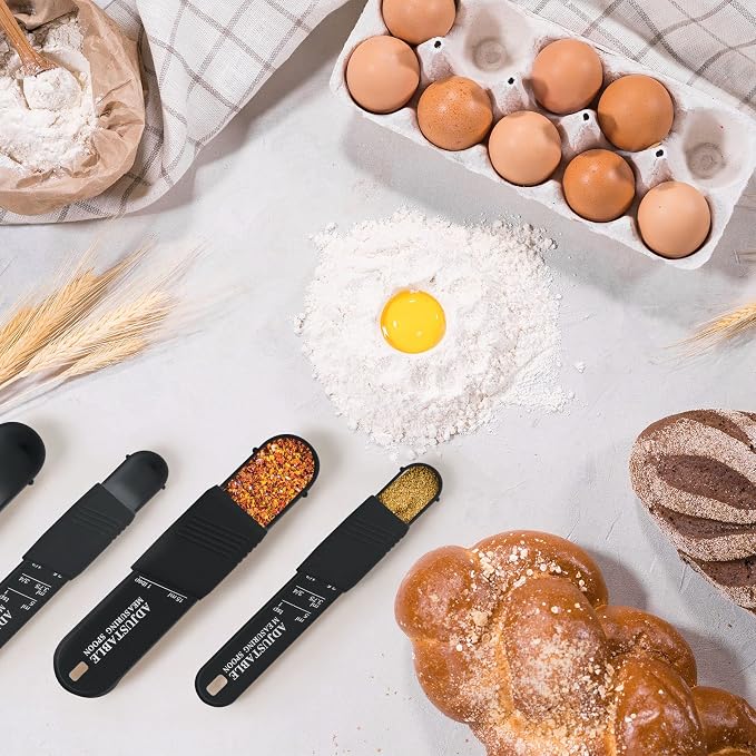 6 Pcs Adjustable Measuring Spoon Plastic Tablespoon and Teaspoon Set Baking - Image 4
