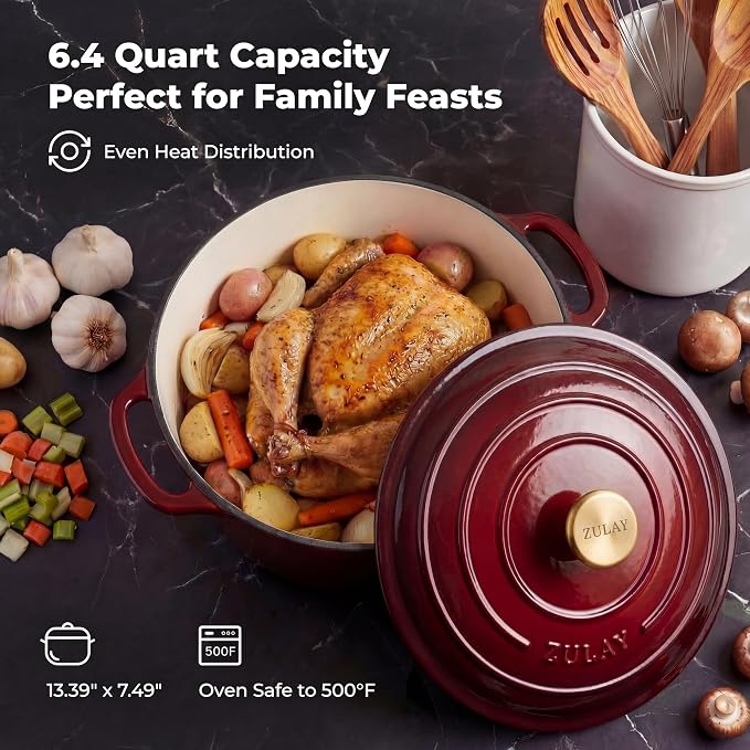 Zulay Kitchen 6 Quart Enameled Cast Iron Dutch Oven Pot - Image 6