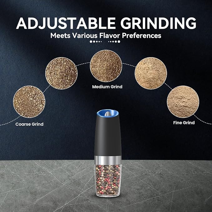 UNNEES Gravity Electric Salt and Pepper Grinder, Automatic Salt And Pepper - Image 3