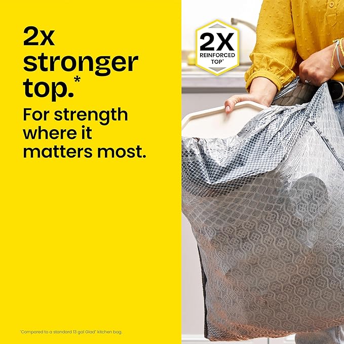 Glad ForceFlex MaxStrength XL Kitchen Trash Bags, 20 Gal, Fresh Clean, 80 Ct - Image 2