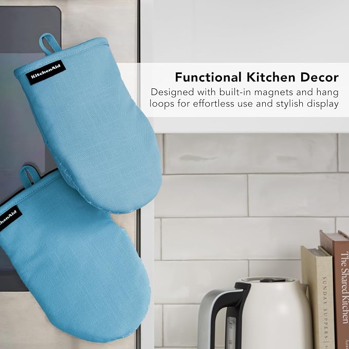KITCHENAID Gourmet Series Gridlines Mini Oven Mitts 2-Pack Set, Heat Resistant - Image 6