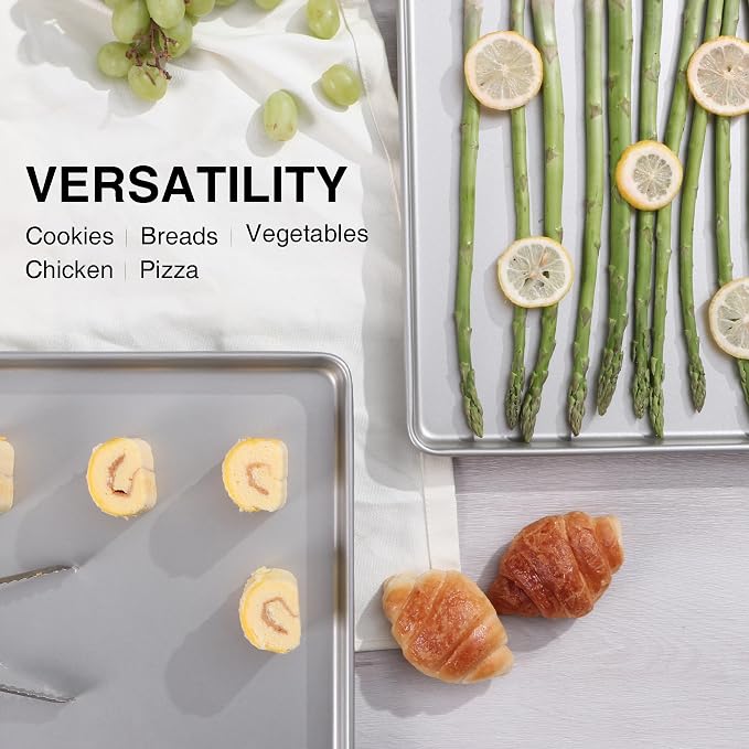 HONGBAKE Half Baking Sheet Pan Set of 2, Nonstick Cookie Sheet - Image 5